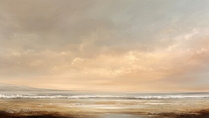 Obraz premium Serene Ocean Horizon with Soft Clouds at Sunset.