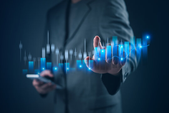 Corporate professional analyzing online trading workflow market data statistics interface businessman checking investment performance mobile app digital chart profit forecast strategy review
