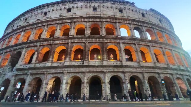 The great Colosseum of Rome, Italy, is one of the wonders of the world. images from day to night.