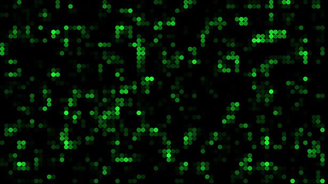 Abstract Green Blinking Digital Circle Grid Background