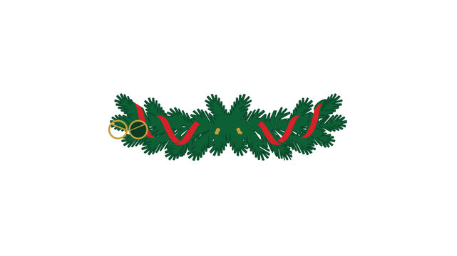 Lush evergreen pine garland vector icon illustration with a customizable editable stroke, showcasing a festive winter holiday foliage design perfect for borders and seasonal web decorations.