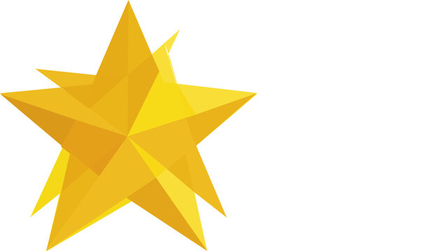 Golden star tree topper vector icon illustration isolated on white background, showcasing a vibrant and minimalist design for holiday seasons, winter festivals, and Christmas decorations.