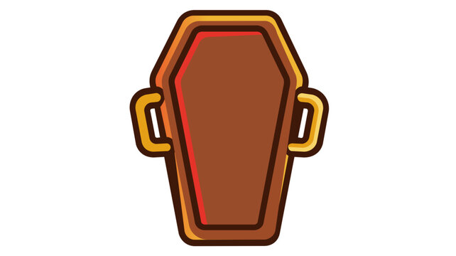A vibrant classic wooden coffin vector icon set on a white background, featuring creative colorful lines for a spooky mystic Halloween atmosphere, ideal for professional graphic design projects.