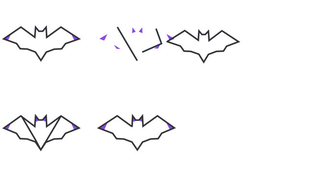 Hanging Vampire Bat Vector Icon with Editable Stroke. A creative colorful line illustration of a nocturnal mammal on a white background, perfect for spooky Halloween horror and mystic creatures.