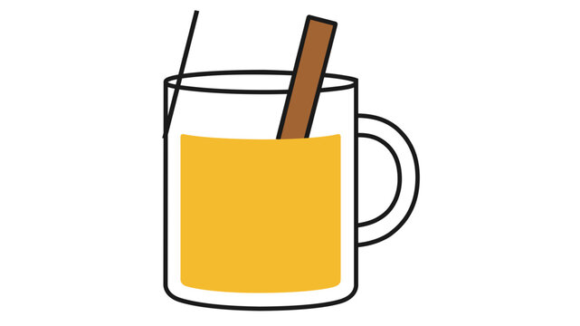 Warm hot toddy mug vector icon illustration with editable stroke and adjustable line weight, showcasing a cozy beverage with lemon and cinnamon stick for winter wellness or cafe menus.