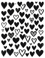 Fototapeta premium A collection of black hearts on a white background