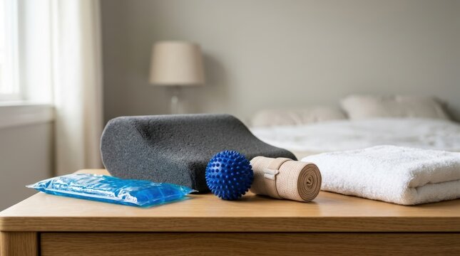 Object only hero arrangement of reusable cold pack and foam wedge