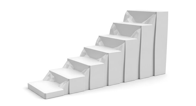 White 3D stairs showing a rising growth graph chart