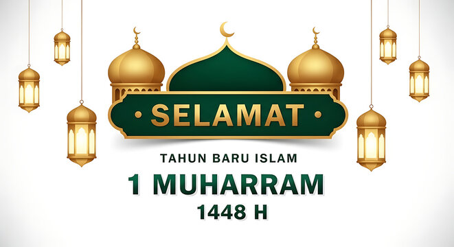 Islamic 1 muharram selamat greeting card