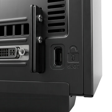 Black Industrial Computer Rear Panel with Lock Slot and DVI Port