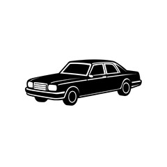 Obraz premium Silhouette of a classic black car sedan on transparent background