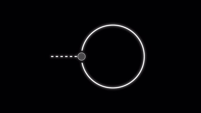 Futuristic Glowing White Circular Motion Graphics Callout Element with Horizontal Dashed Leader Line
