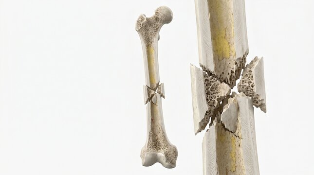 Medical Illustration of a Broken Femur Bone