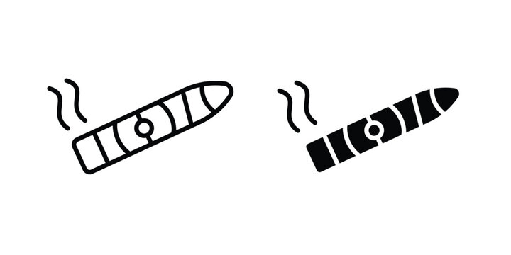 Cigar icon concept editable stroke outline. flat vector illustration.