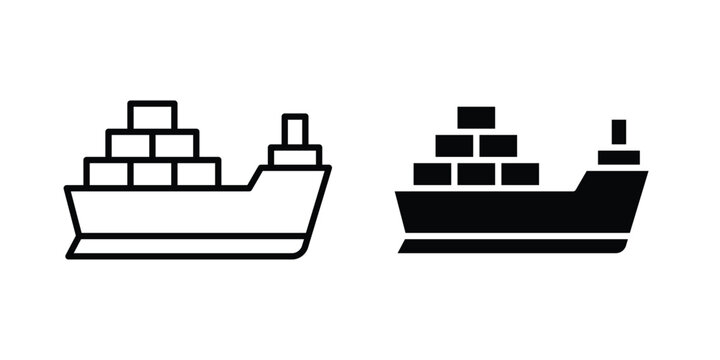 Container ship icon concept editable stroke outline. flat vector illustration.