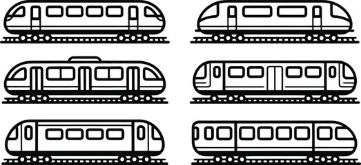 Modern rail train metro subway line art icon set vector © Naimur creativehouse