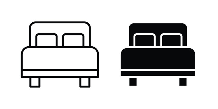 Double bed icon concept editable stroke outline. flat vector illustration.