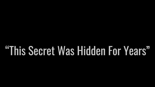 Text overlay presents a compelling mystery quote centered on a stark black digital background.