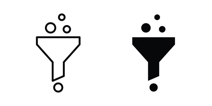 Filter funnel process icon concept editable stroke outline. flat vector illustration.