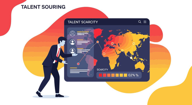 Talent Sourcing Global Map Data Analytics Business Concept