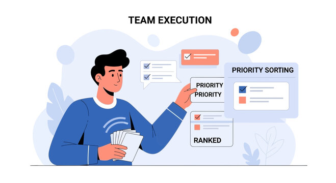 Team Execution & Priority Sorting Concept Illustration