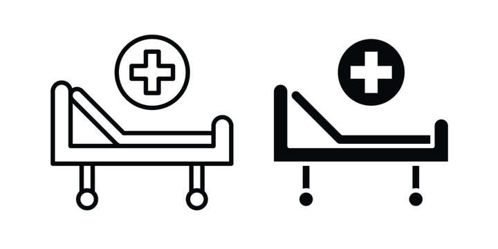 Hospital bed icon concept editable stroke outline. flat vector illustration.