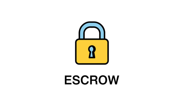 Escrow secure payment service icon with padlock symbol for financial safety
