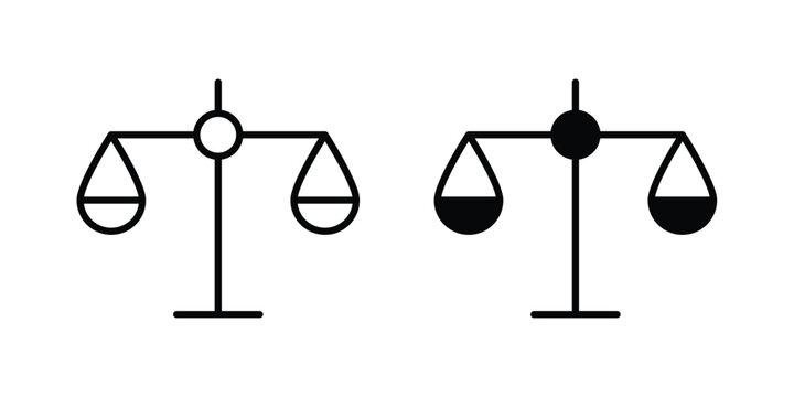 justice balance scale icon concept editable stroke outline. flat vector illustration.