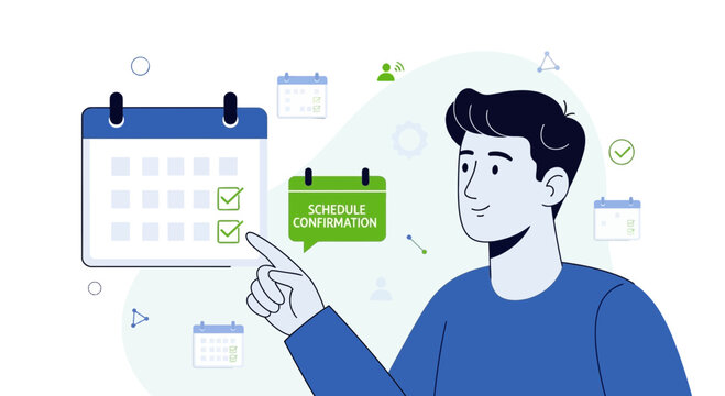 Calendar schedule confirmation concept, man planning time, business planning