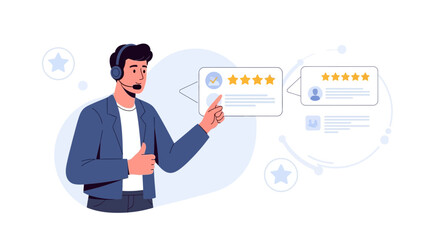 Obraz premium Customer Reviews Feedback Male Agent