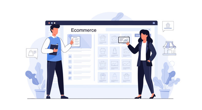 Digital Commerce Solutions: Team Discussing E-commerce Platform Insights