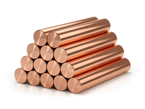 Copper Rods Bars Cylinders Stack Metal Rods Industrial Material