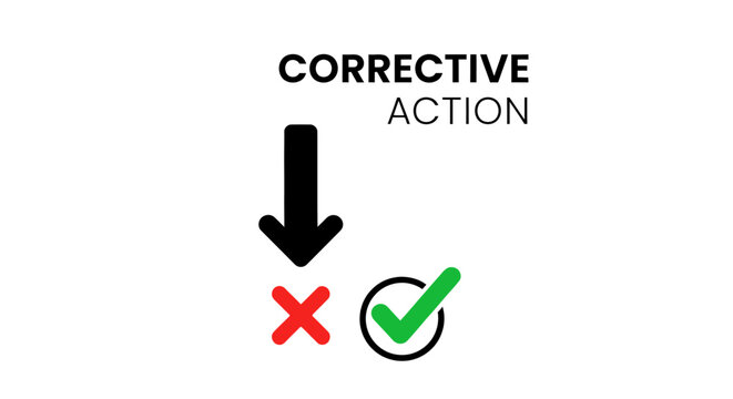 Corrective Action Concept Icon with Checkmark and Cross Symbols