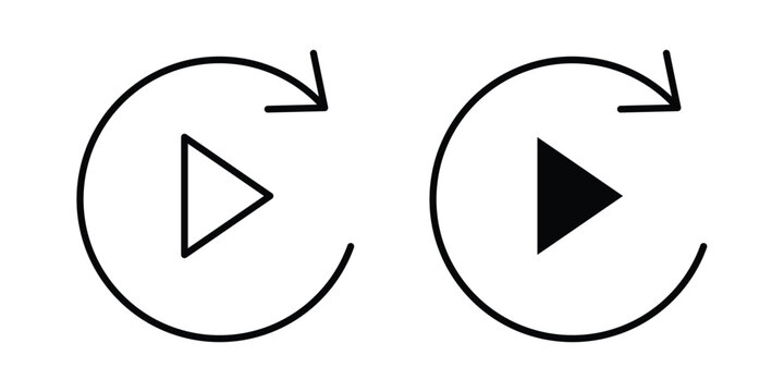 Replay icon concept editable stroke outline. flat vector illustration.