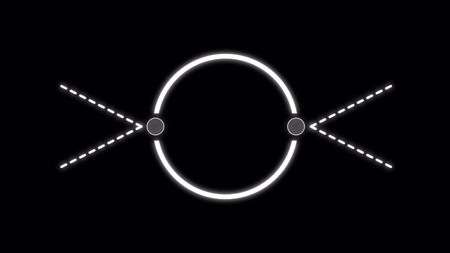 Minimalist circular infographic callout animation with glowing dashed lines for dynamic business data visualization