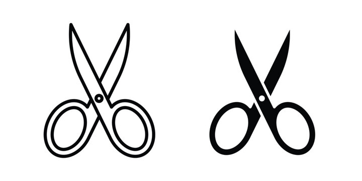 Scissors icon concept editable stroke outline. flat vector illustration.
