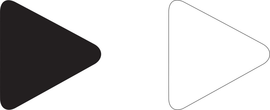 Play icon, symbol of play button, start multimedia, video and audio content, vector icon in two styles: glyph and outline.