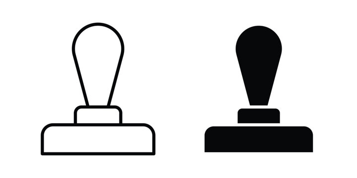 Stamp icon concept editable stroke outline. flat vector illustration.