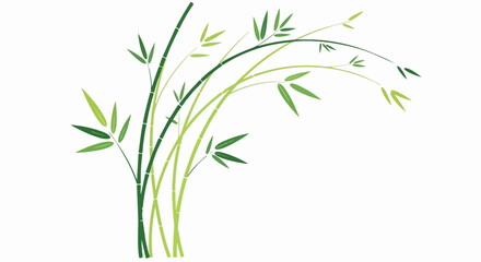 Obraz premium Minimalist bamboo plant illustration with curved leaves and green stems for nature-inspired design. editable vector illustration