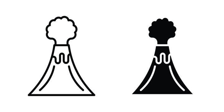 Volcano icon concept editable stroke outline. flat vector illustration.