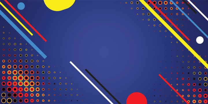 Abstract Geometric Shapes and Lines on Blue Background.