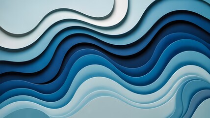 Fototapeta premium Abstract wavy lines pattern in shades of blue and white modern background texture