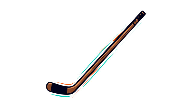 Vibrant ice hockey stick vector icon with a colorful line design, perfect for winter sports equipment illustrations, athletic competition graphics, and modern team branding on a white background.