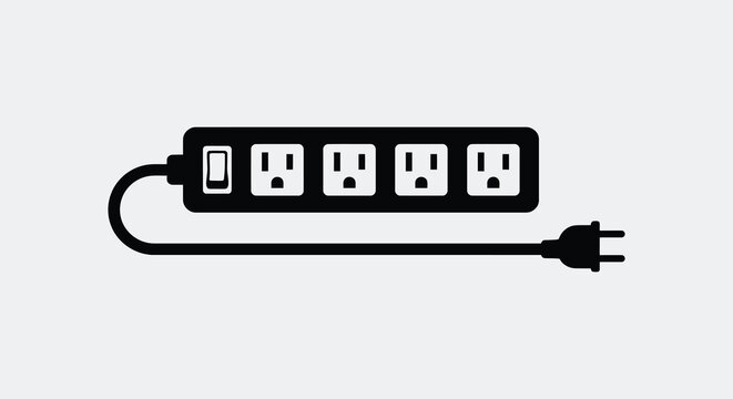 power strip with outlets and cord black silhouette