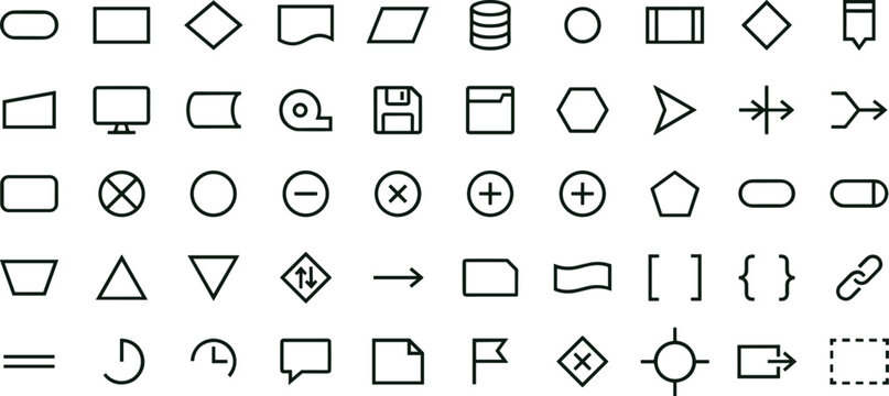 Basic user interface line icons collection for mobile applications web dashboards navigation systems and software development projects