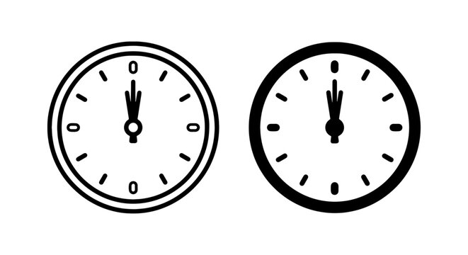 Clock Icons, Time Symbols, Round Watch Faces, Minimalist Timekeeping Graphics