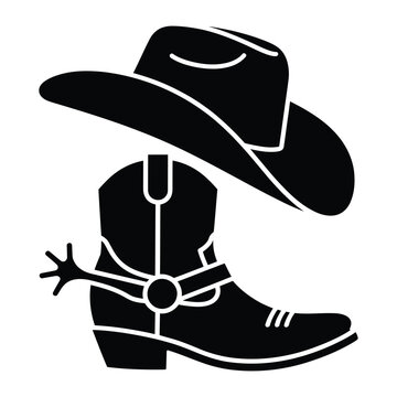 Cowboy hat and boot with spur icon