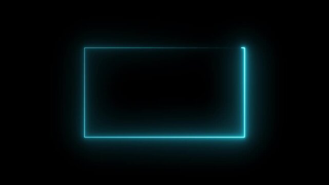 Glowing neon rectangle border frame in the shape rectangle. Neon abstract red color rectangle box and image, video frame. Luminous banner animation. 4k video