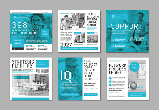 Social Media Square Post Template in Tech Style with Blue and Grey Elements