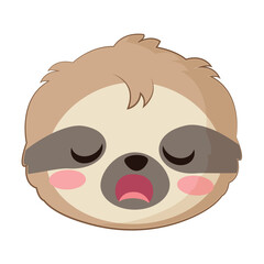 Obraz premium Adorable cartoon sloth head yawning or sleeping soundly, a cute and sleepy animal character illustration concept perfect for children's designs and relaxed themes